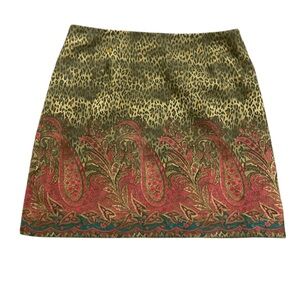 90s Y2K Cache Leopard & Paisley Print Lined Mini Skirt Size 10